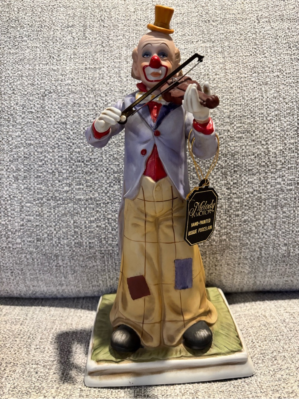 Melody in Motion Porcelain Clown Violin Figurine - Multicolor